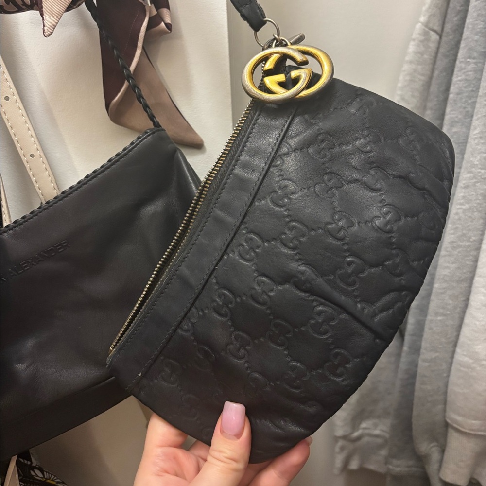 Gucci Black Leather Wristlet